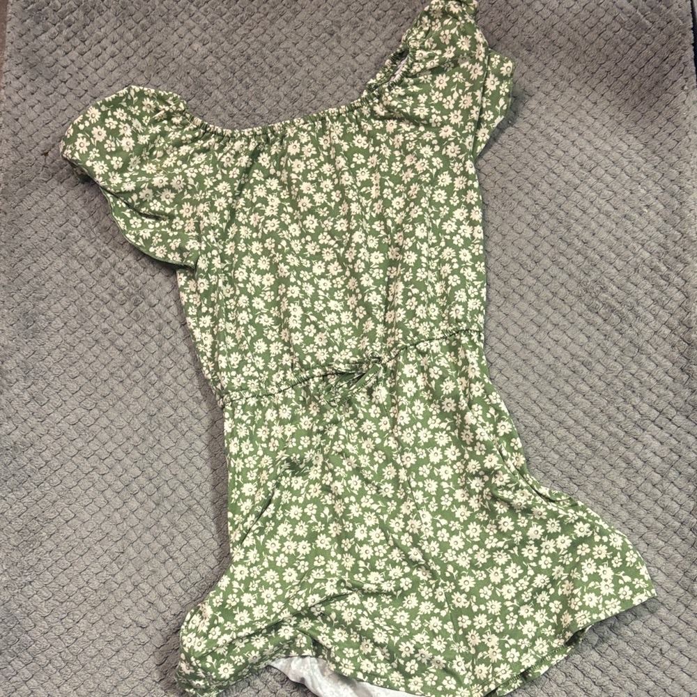 Green Floral Girls Romper